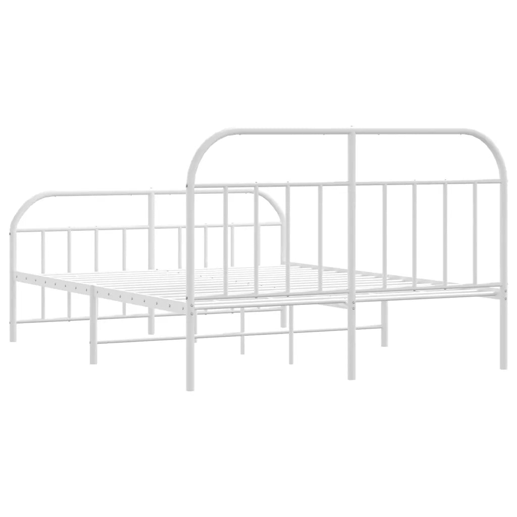 Giroletto con Testiera e Pediera-Struttura Letto Metallo Bianco 135x190 cm 873003