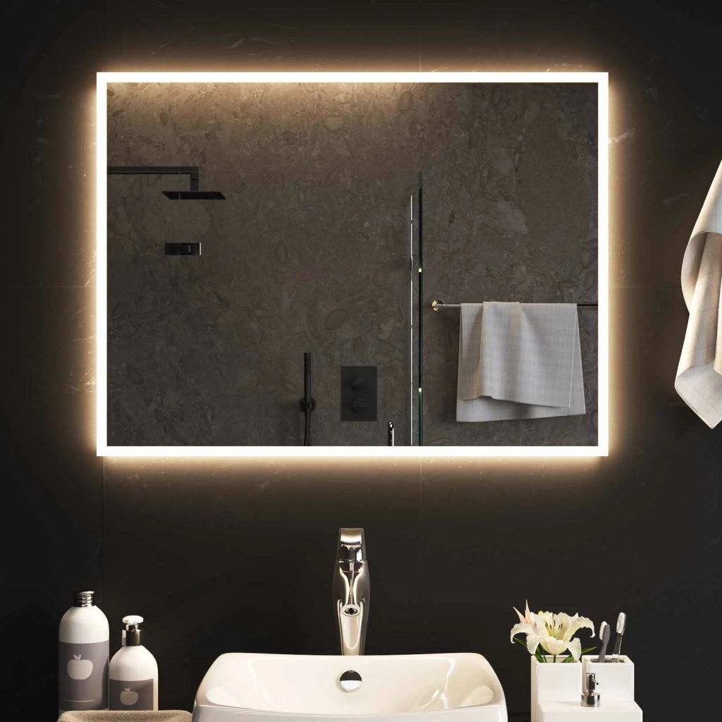 Specchio da bagno LED Trasparente 80 x 60 cm vetro temperato 42045818