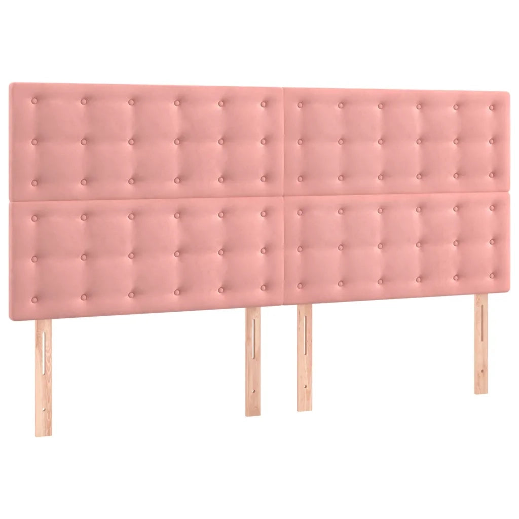 Giroletto con Testiera-Struttura Letto con testiera Rosa 140x200 cm in Velluto 287740