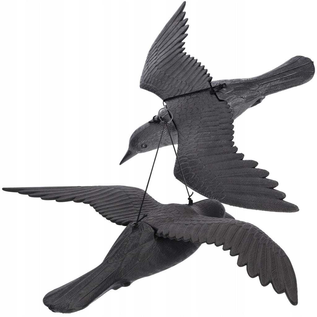 KADAX Grande dissuasore per uccelli a forma di corvo, ideale per allontanare piccioni, storni e uccelli in volo sul balcone (2 pezzi)