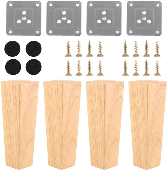 Set di 4 Tavoli in Legno a 15 cm - Tavoli a Cassetto - Tavoli Quadrati - Set di 4 Tavoli in Legno - Con Gomma di Supporto