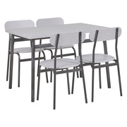 Set Pranzo Piano Grigio Gambe Acciaio Nero Tavolo Rettangolare 110 x 70 cm 4 Sedie Moderne