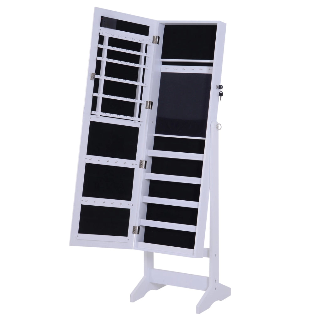 Armadio Portagioie a Specchio con 20 Luci LED Bianco 40x37x146 cm