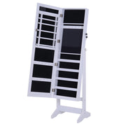 Armadio Portagioie a Specchio con 20 Luci LED Bianco 40x37x146 cm