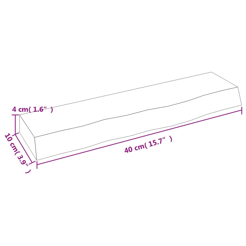 Ripiano Muro Marrone Chiaro 40x10x4 cm Massello Rovere Trattato 363621