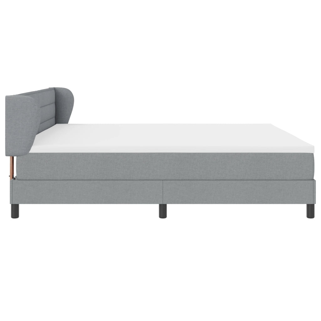 Letto Box Spring con Materasso Grigio Chiaro 200x200 cm in Tessuto