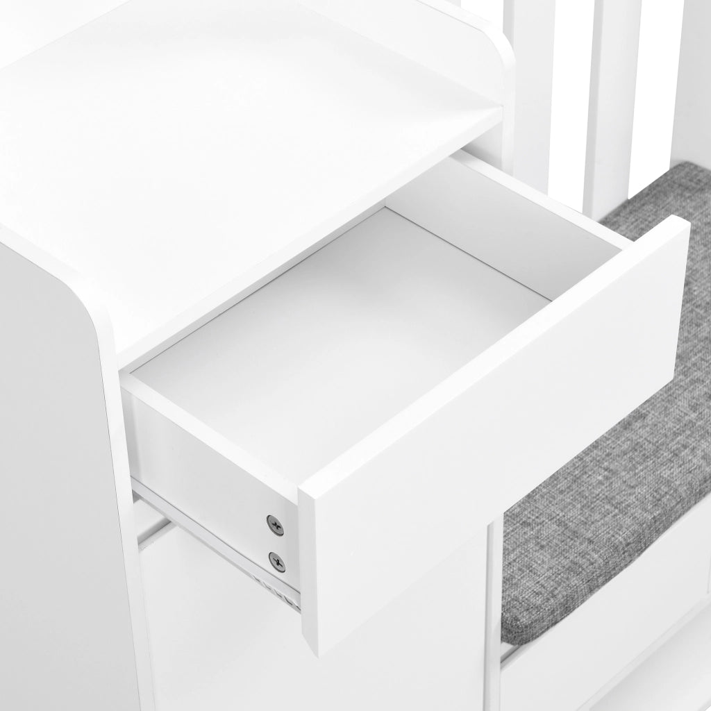 Mobile Ingresso con Panca Imbottita; Pannello Forato; 1 Anta; 1 Cassetto e 4 Ganci; in MDF; Bianco; 100??35??180 cm
