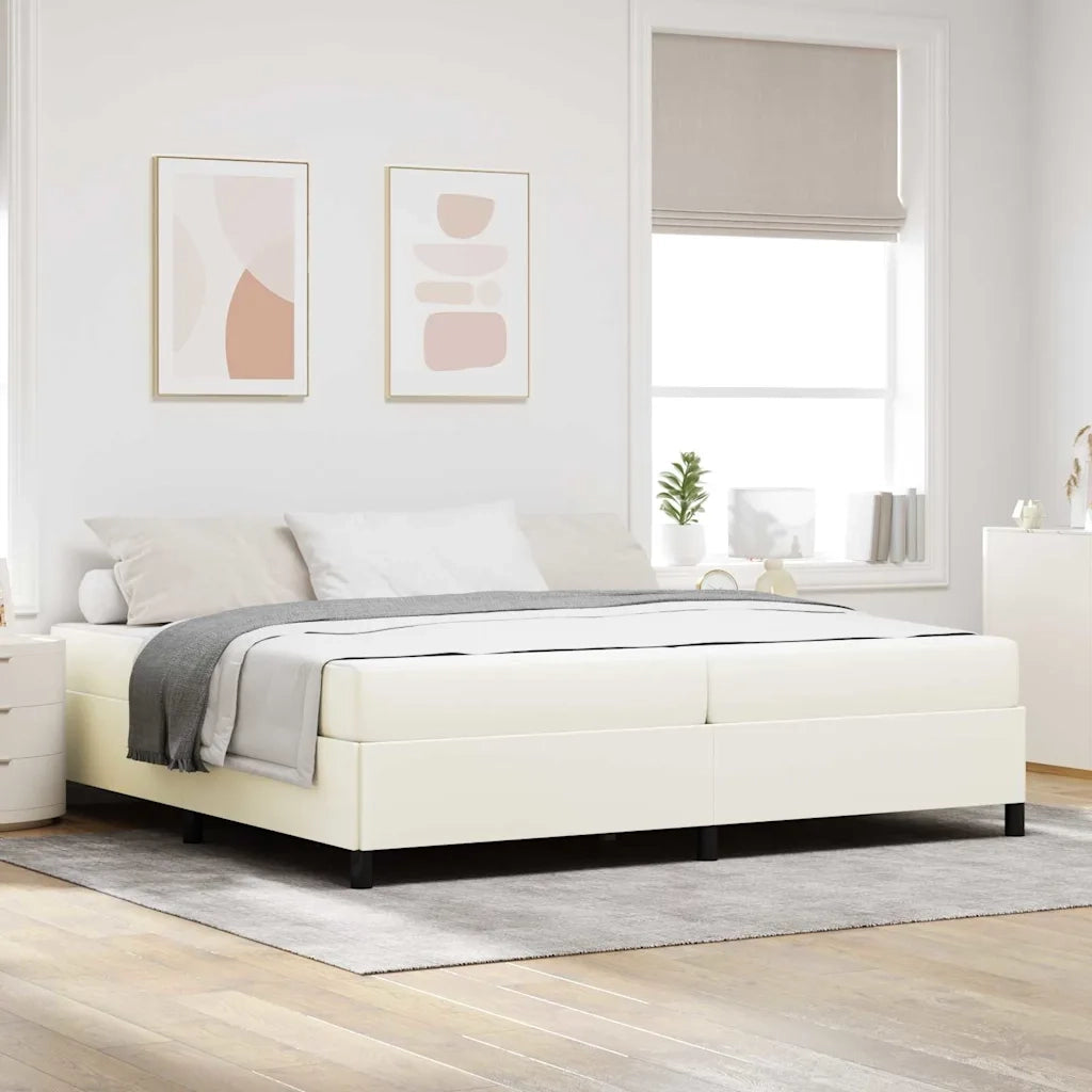 Struttura del letto con materasso Crema 200 x 200 cm Tessuto 3399142