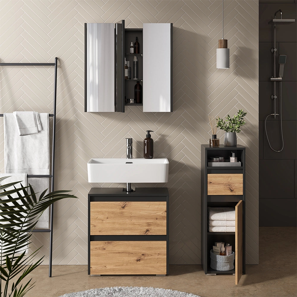 Vicco Set di mobili da bagno Antracite/Artisan 3 parti