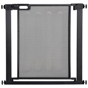 CANCELLINO PER CANI ESTENSIBILE A PRESSIONE CON CHIUSURA AUTOMATICA, ACCIAIO E ABS, 75-82X76 CM, NERO