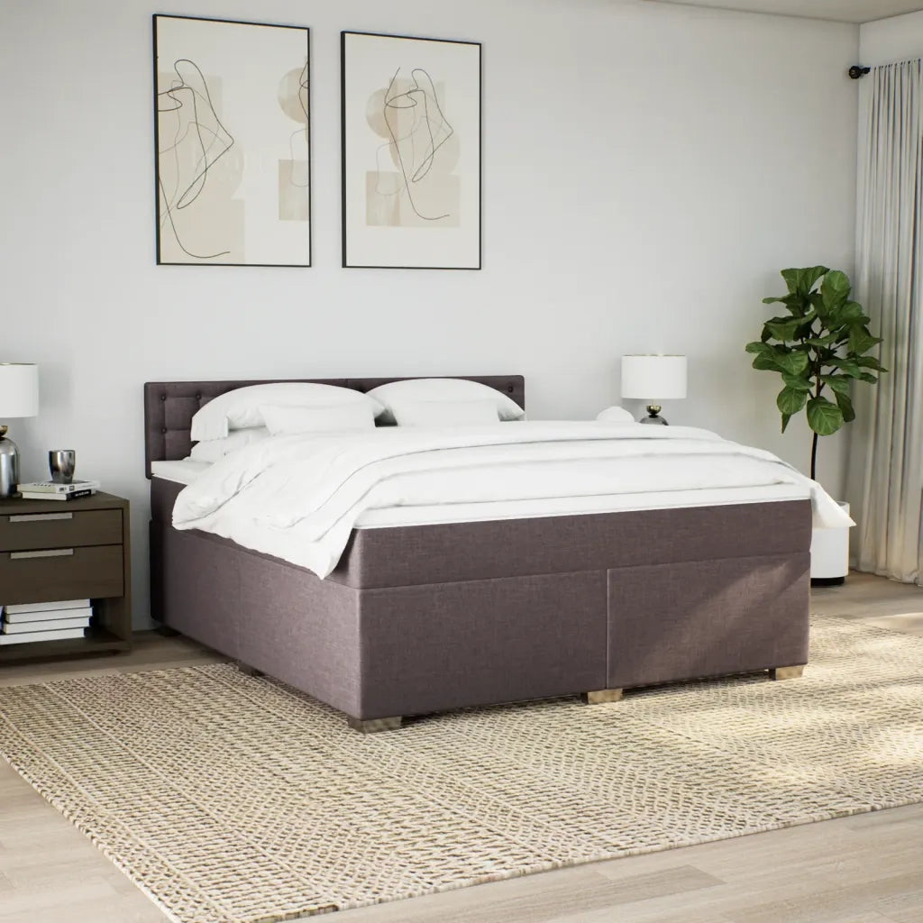 Giroletto a Molle con Materasso Marrone Scuro 180x200cm Tessuto