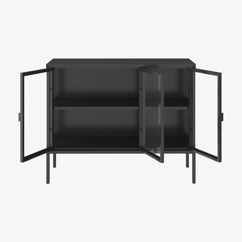 Armadietto con Vetrina Borshavisa Credenza con 3 Ante in Vetro 80x100x35 cm [en.casa]
