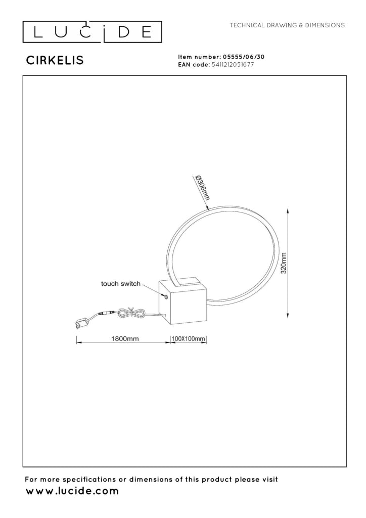 Lampada da tavolo LED anello nera CIRKELIS Lucide