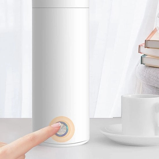 Mini Waterkoker 3 in 1 Portatile - Reiswaterkoker - Mini Thermoskan - In Acciaio Inossidabile - Bianco