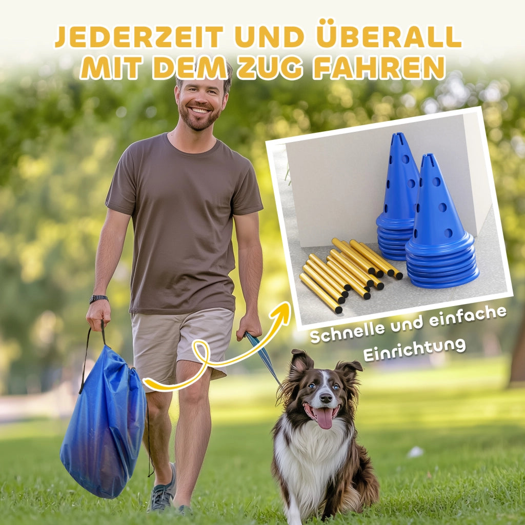 Set Agility per Cani 6 Pezzi ¨C Xylo ¨C Ostacoli Addestramento con 12 Coni 6 Ostacoli Borsa