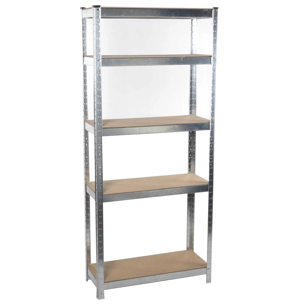 Scaffale Metallo Zincato e Legno 5 Ripiani 75x30 H 172 cm Casa Lavoro Ufficio Garage
