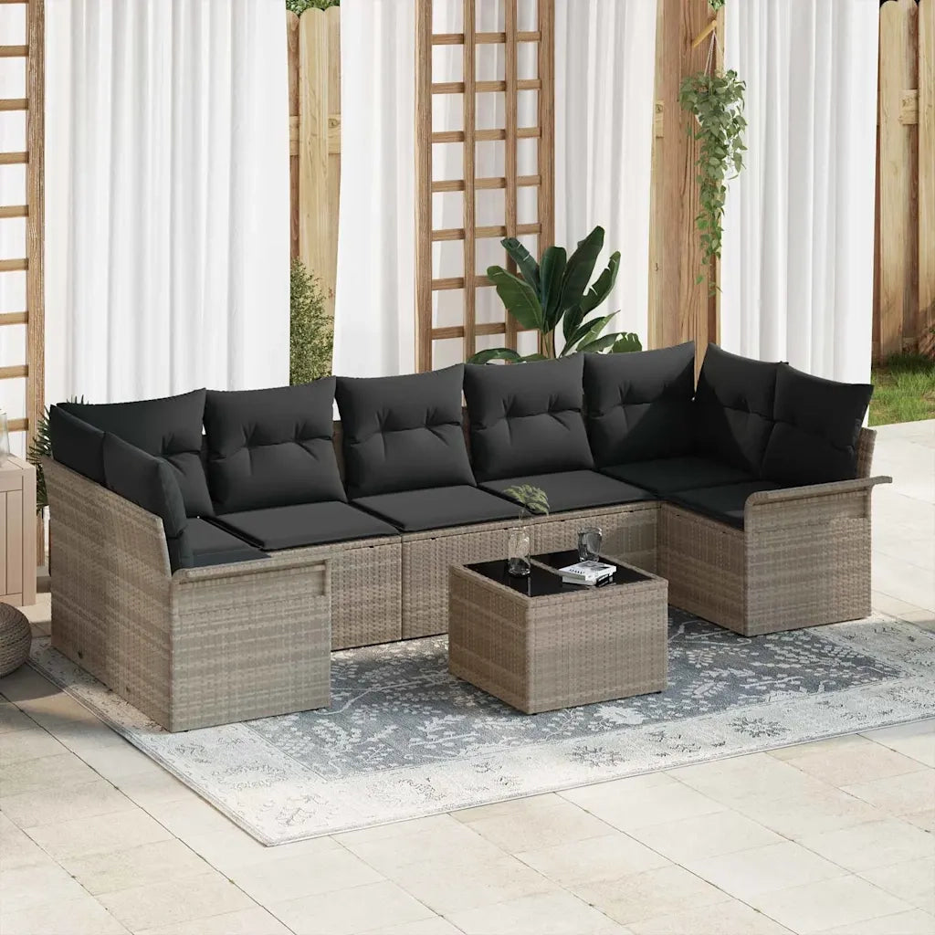 Set Divano da Giardino 8 pcs Grigio chiaro polyrattan 3345282