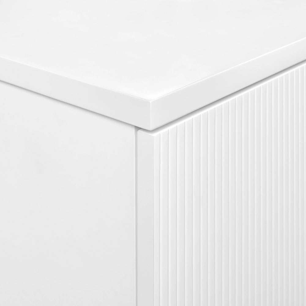 Mobiletto da bagno a parete con frontale scanalato 2 cassetti bianco 60 x 52 cm stile elegante moderno