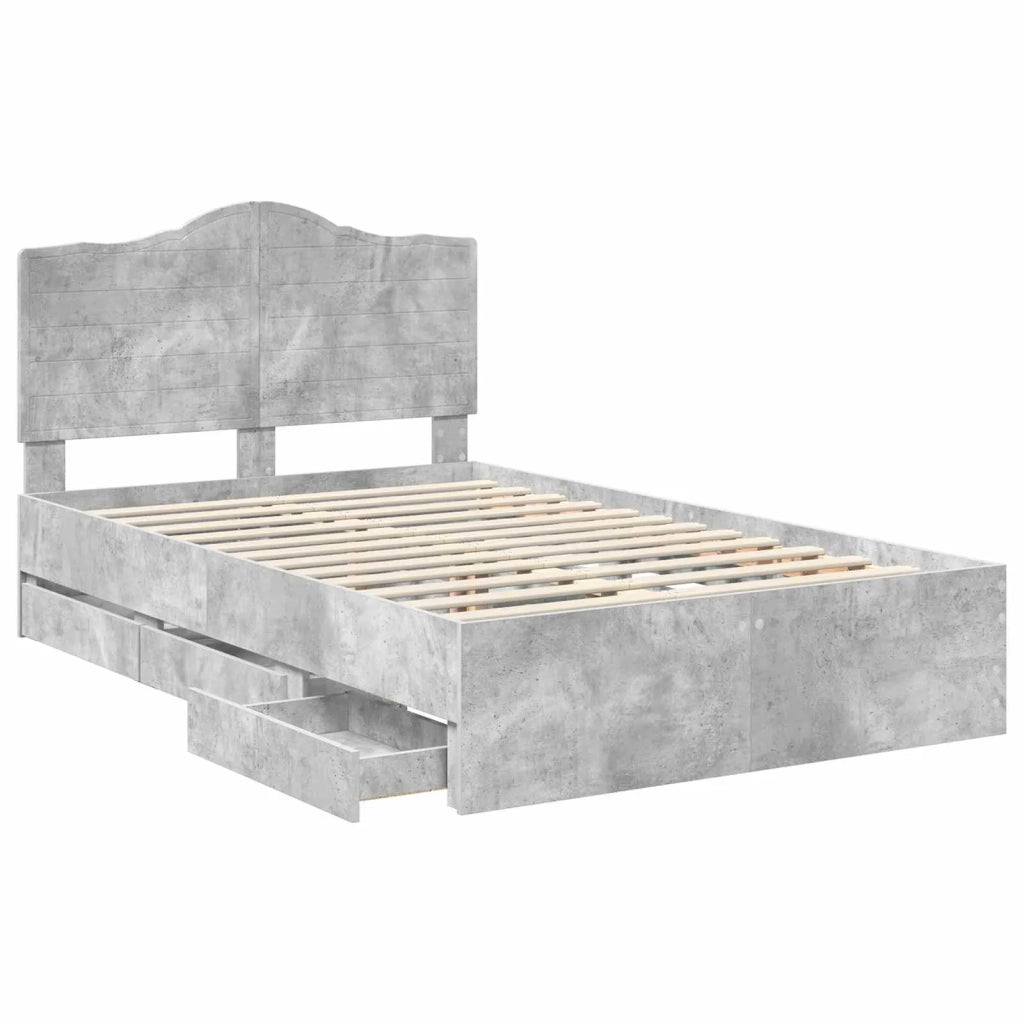 Struttura del letto con cassetto Grigio Cemento 135 x 190 cm