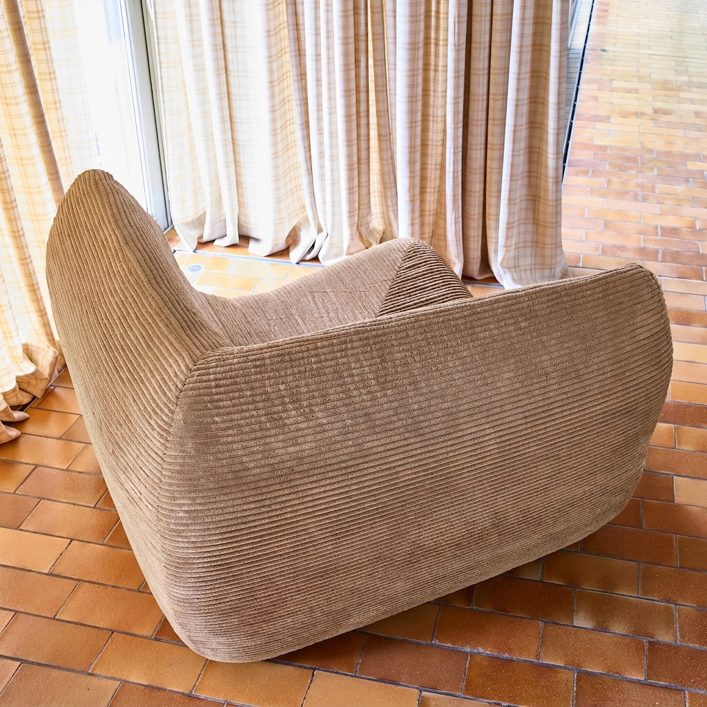 Poltrona angolare in velluto a coste, 1 posto, beige scuro