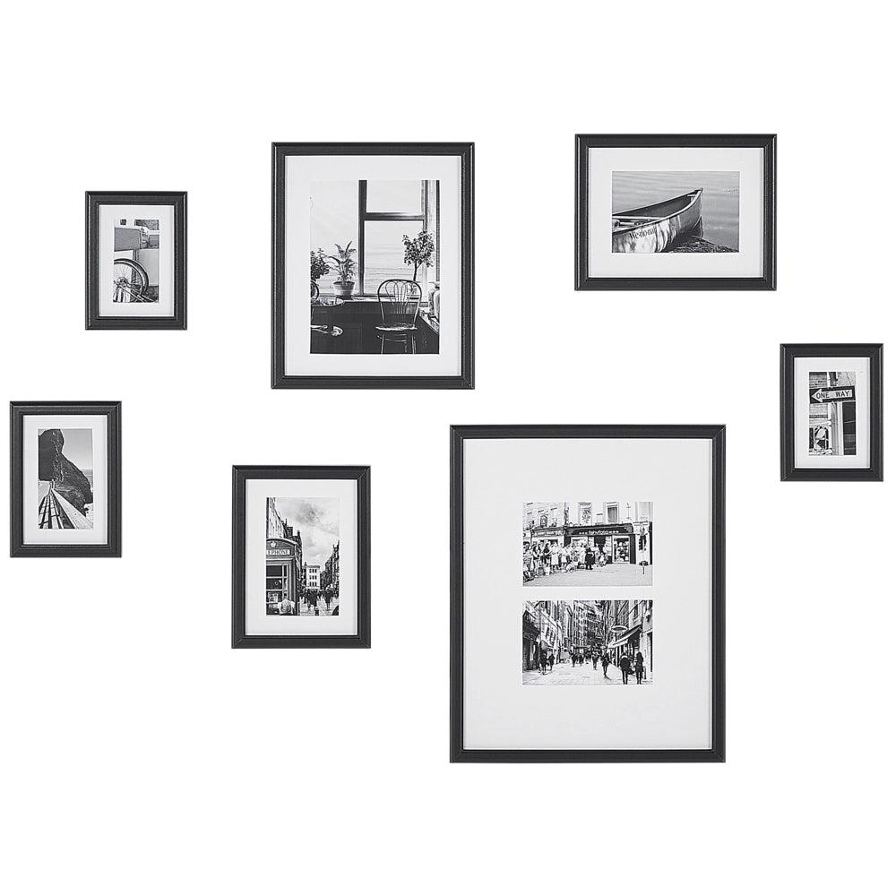 Set di 7 foto incorniciate nere varie misure Modern Passpartout Decorazione da parete Gallery Ganci