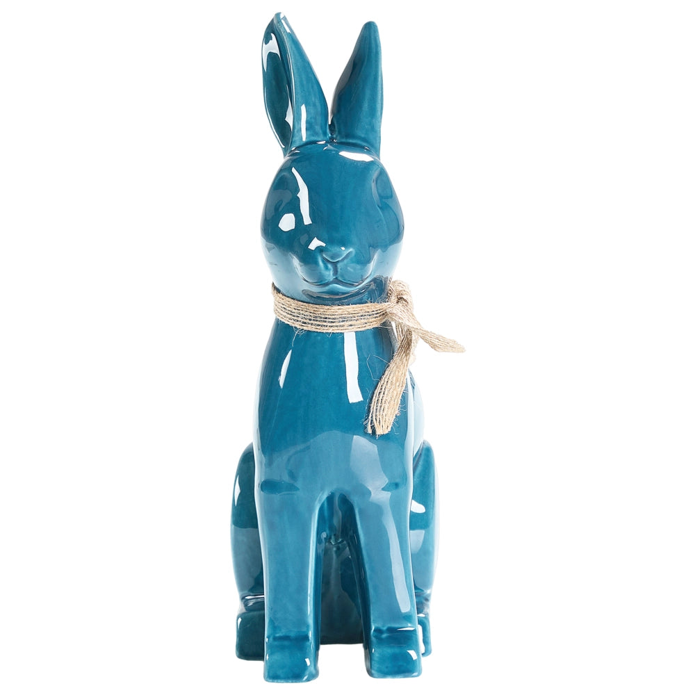 Figura decorativa in ceramica blu Dolomite 27 cm Statuetta Coniglio Pasqua Decorazione Soggiorno
