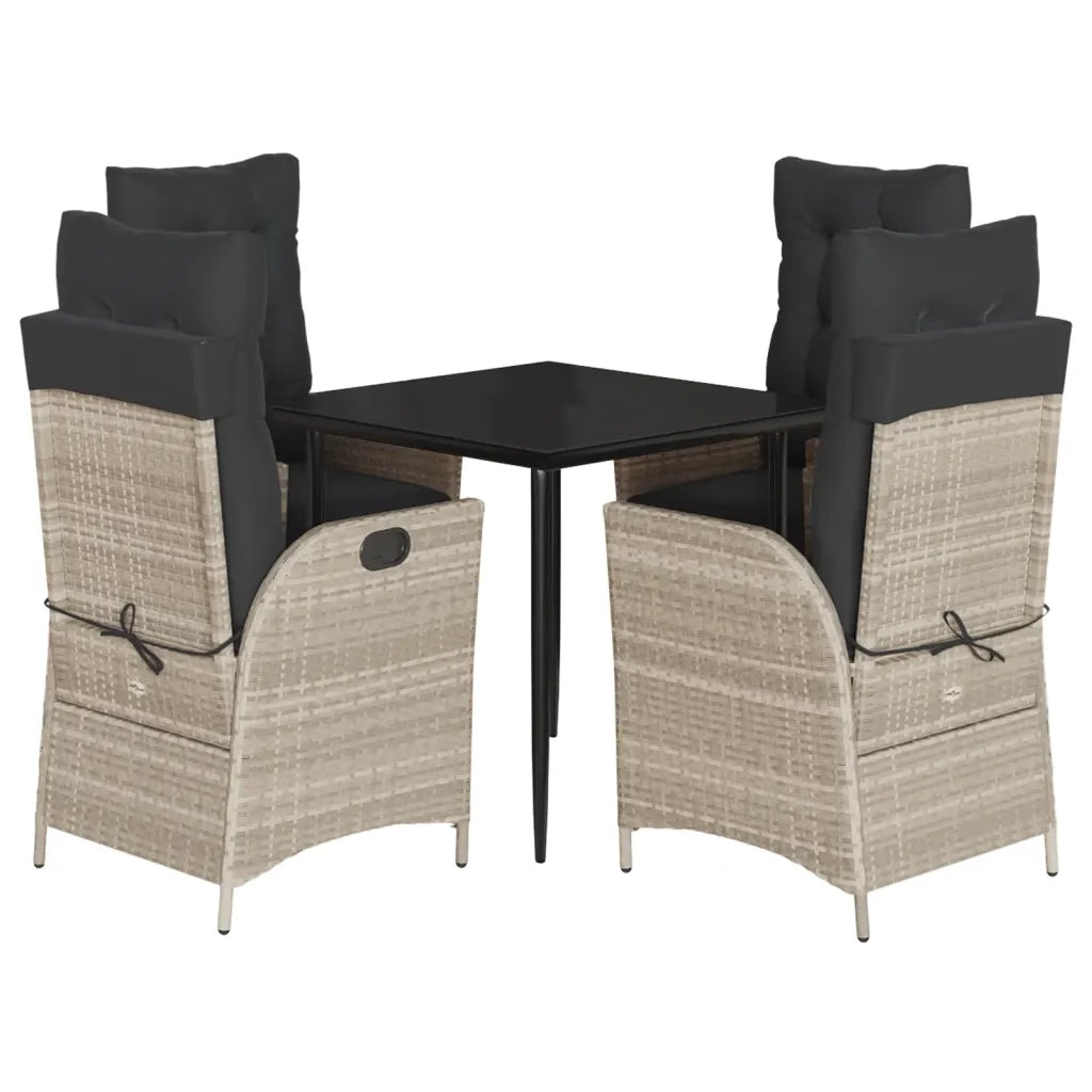 Set Pranzo da Giardino 5pz con Cuscini Grigio Chiaro Polyrattan 3213463