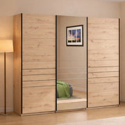 Armadio Camera da Letto Tures, Guardaroba Grande Appendiabiti, 267x217h cm Marrone Rovere Nodi
