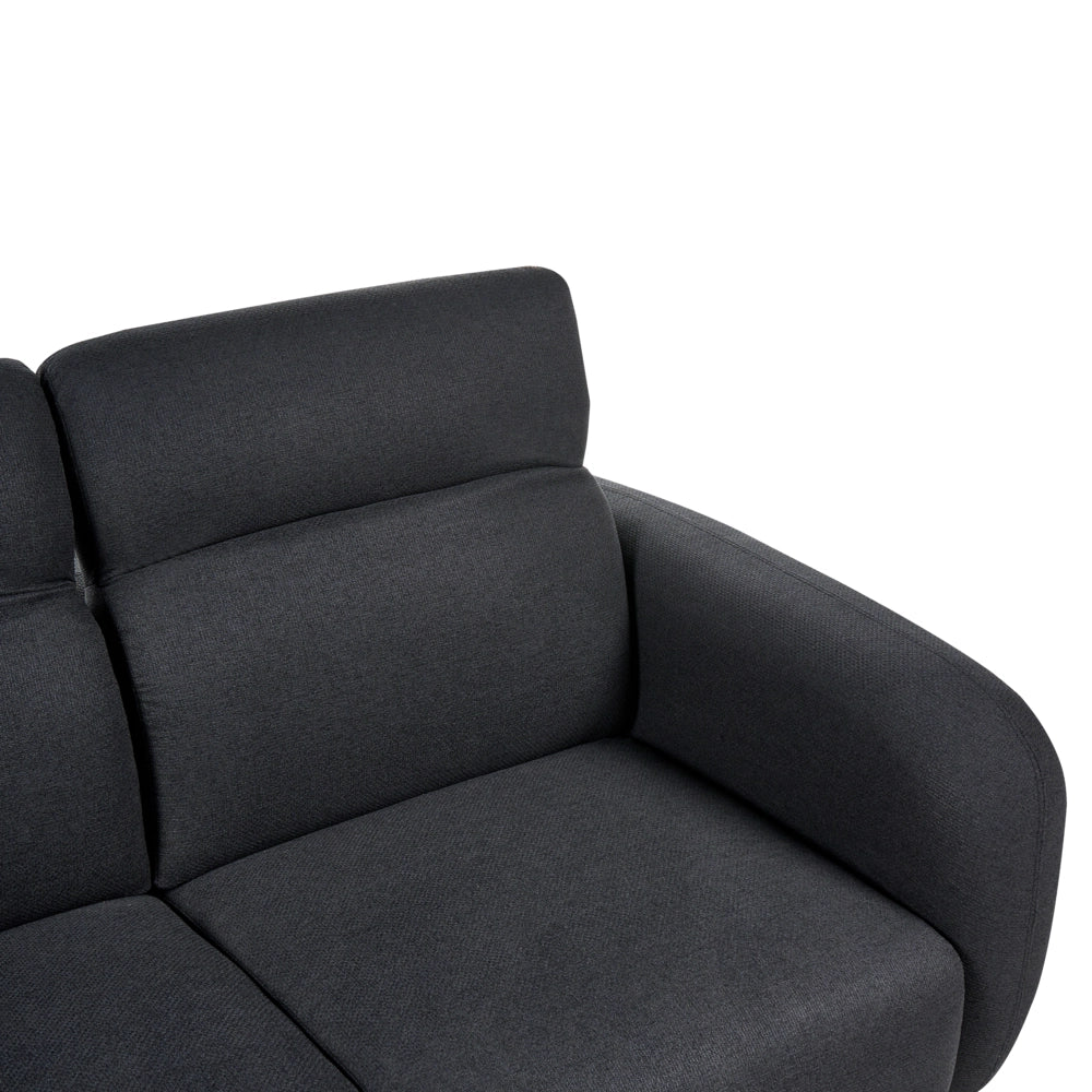 Divano a 2 posti in tessuto nero con poggiatesta regolabili Stile minimalista