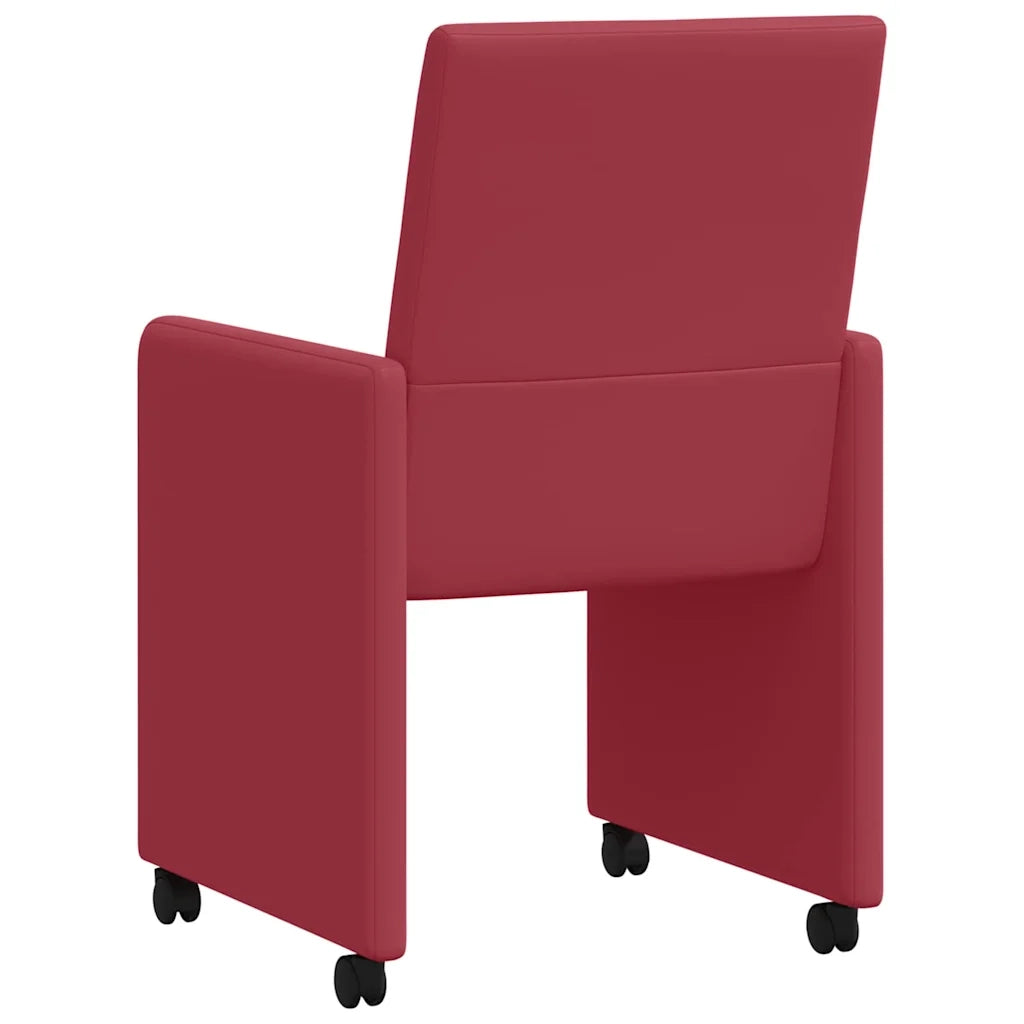 Sedie da Pranzo con Ruote 2 pcs Rosso vino 57 x 66 x 94 cm