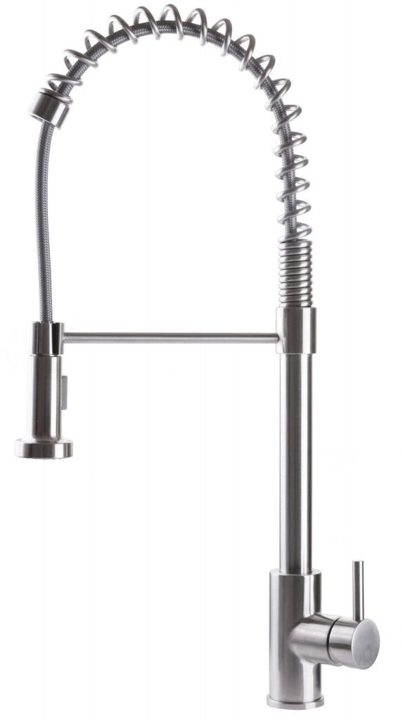 Rubinetto Cucina Miscelatore Monocomando Lavello con Molla Girevole in Acciaio Inox