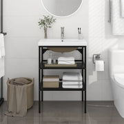 Telaio per Lavabo da Bagno con Lavabo Integrato-Struttura per Lavabo da Bagno Nero in Ferro 459217