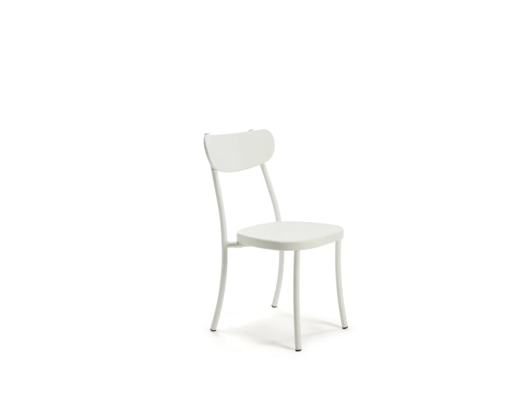 SET 4 SEDIE DA GIARDINO IMPILABILI IN METALLO BIANCO