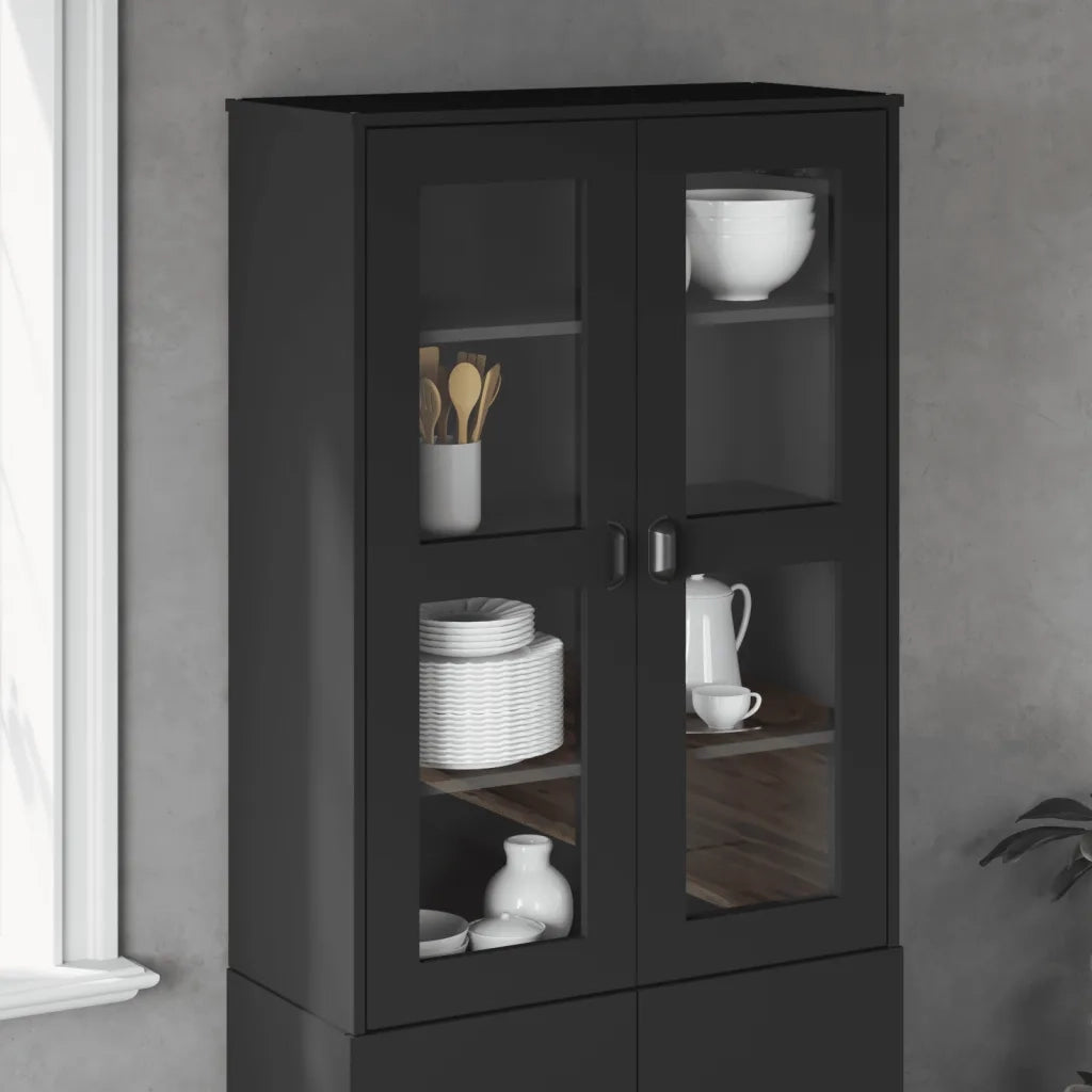 Piano per Credenza | Madia | Buffet da pranzo | Armadio da pranzo VIKEN Nero in Legno Multistrato