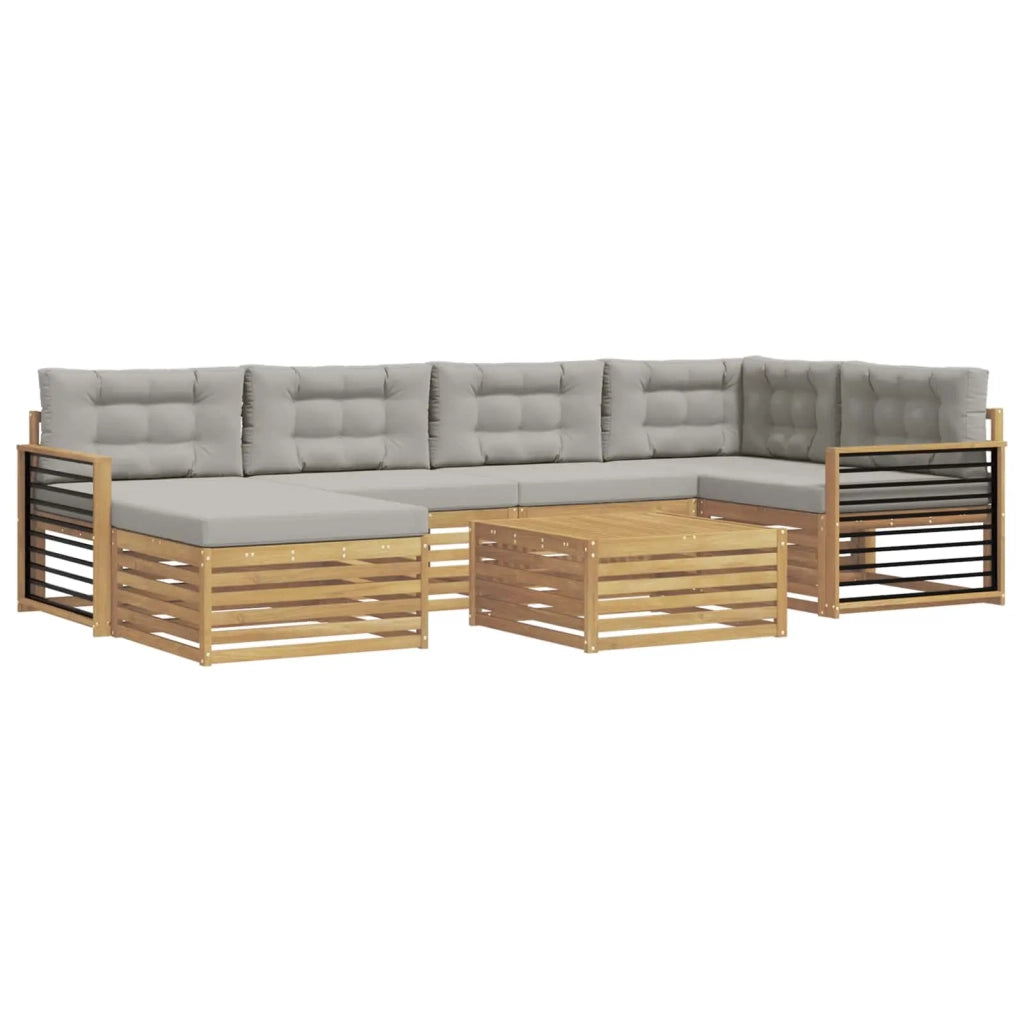 Set di divani da esterno 7 pz Bianco e Grigio Chiaro 3390816