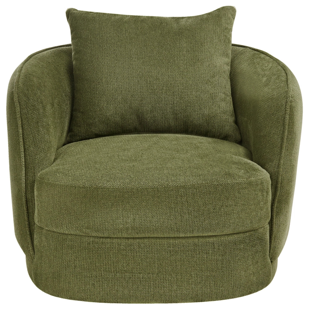 Poltrona Verde Poliestere Cuscino Girevole Sfoderabile Schienale Rotondo Stile Retro Glam Soggiorno