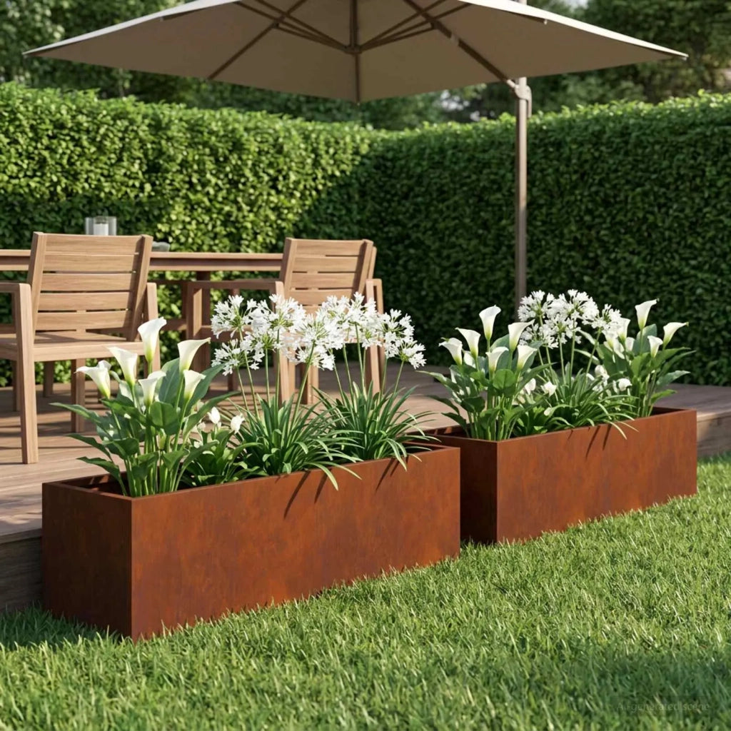 Vaso da giardino 2 pz Ruggine 100 x 20 x 20 cm Acciaio Corten 8005189