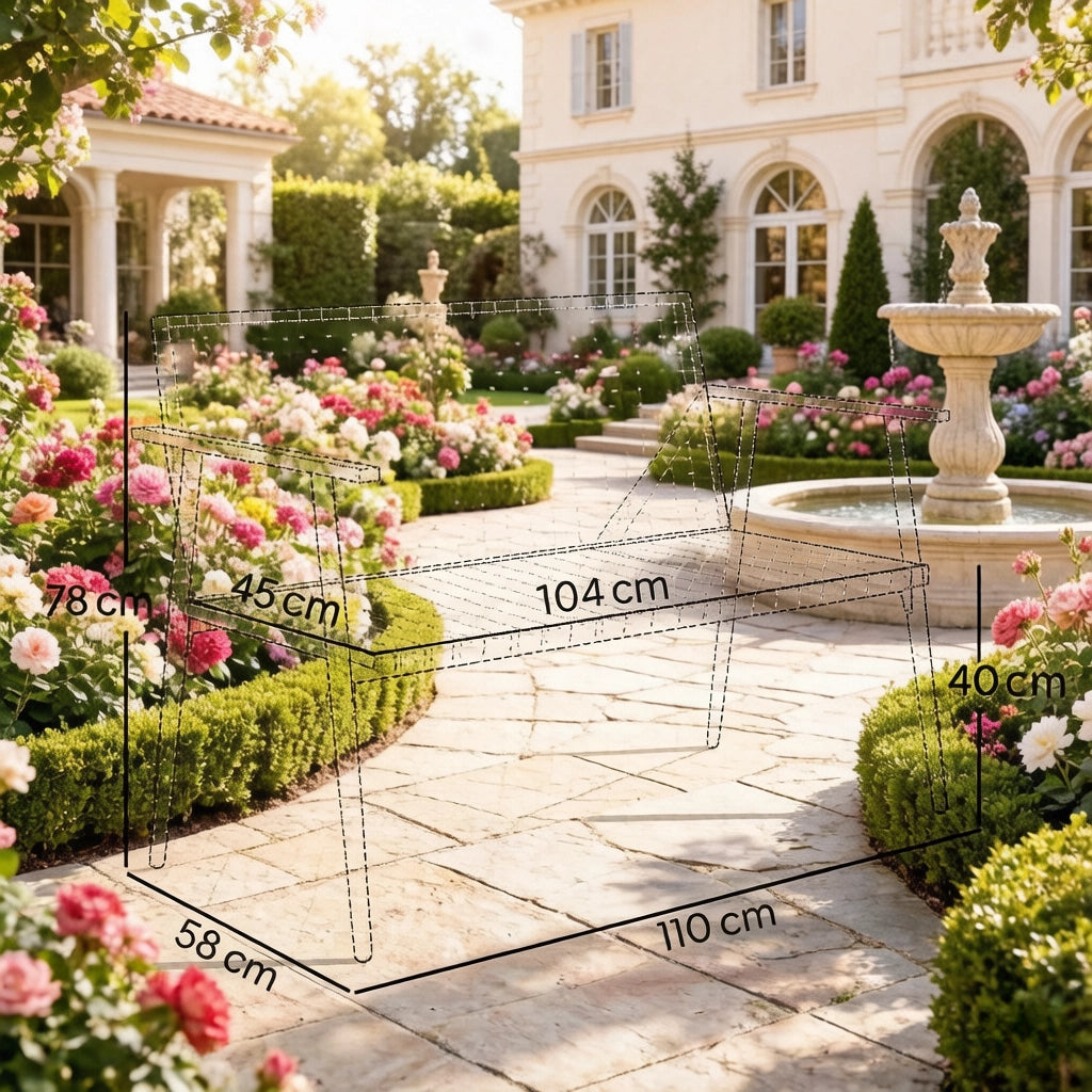PANCA DA GIARDINO 110x58x78 cm in resina intrecciata e acciaio grigio