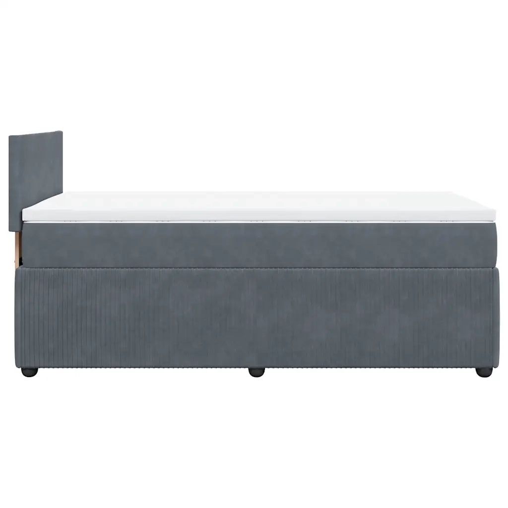 Giroletto a Molle con Materasso Grigio Scuro 90x200 cm Velluto