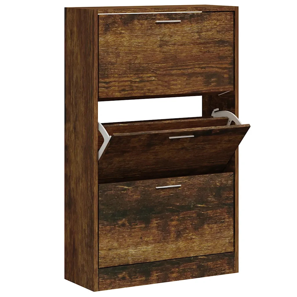 Scarpiera-Scaffale per scarpe Rovere Fumo 63x24x103 cm in Legno Multistrato