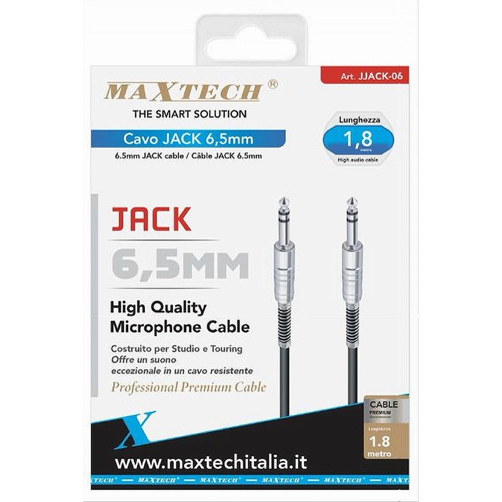 Trade Shop - Cavo Collegamento 2 Jack Da 6.5mm 1.8 Mt Cavetto Microfono Audio Stereo Jjack-06 -