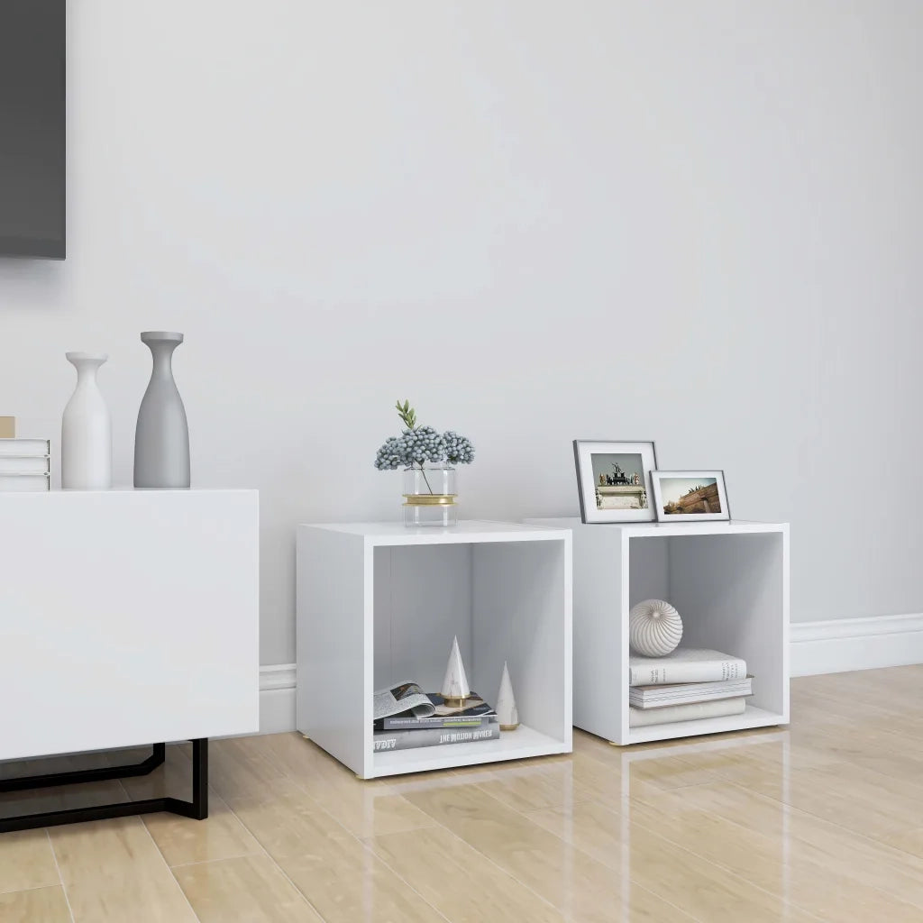 Mobili Porta TV 2 pz Bianco 37x35x37 cm in Legno Multistrato cod mxl 6739