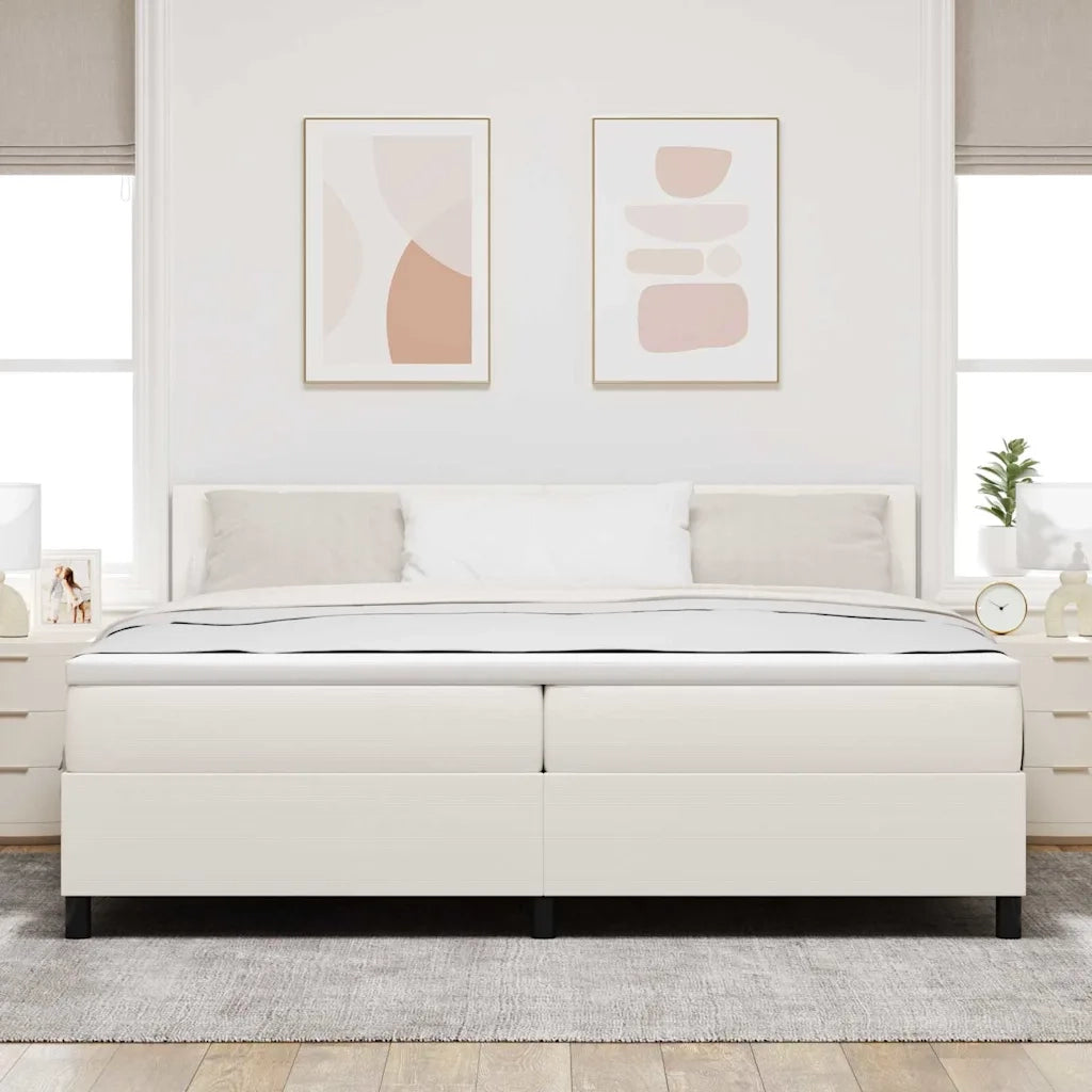 Letto a molle Crema e Bianco 200 x 200 cm Tessuto in Cords 3337529