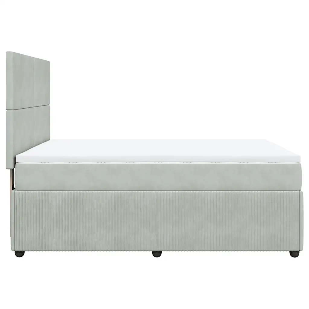 Giroletto a Molle con Materasso Grigio Chiaro 160x200cm Velluto