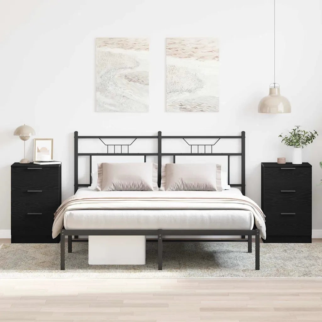 Armadio da Notte con cassetto 2 pcs Rovere Nero 40 x 65 x 65 cm 862768