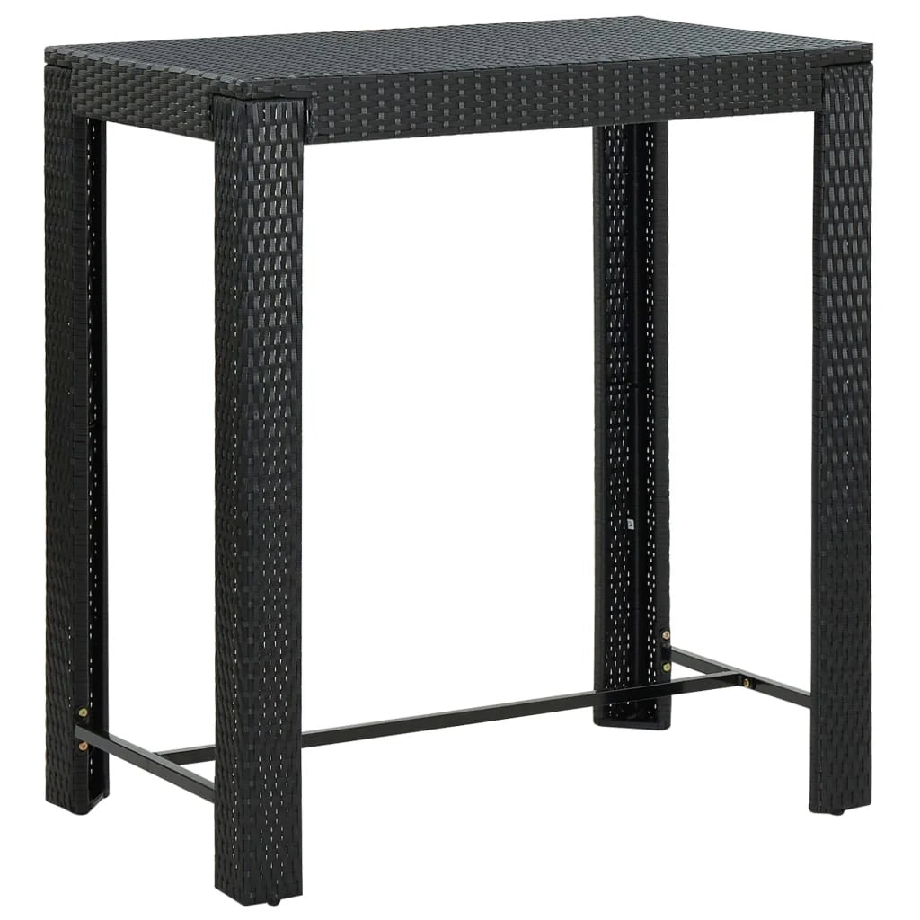 Set da bar da giardino 5 pezzi mobili da esterno per patio polyrattan nero/legno massello di acacia 02_0013485