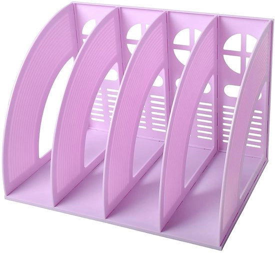 Organizzatore di file per scrivania - accessorio per scrivania robusto - 4 compartimenti - plastica