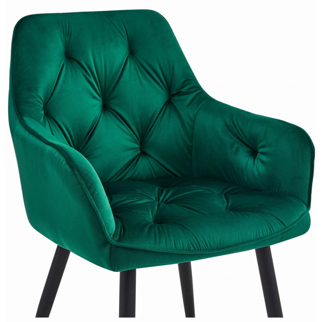 Sedia Jork in Velluto Verde Bosco e Gambe Nere