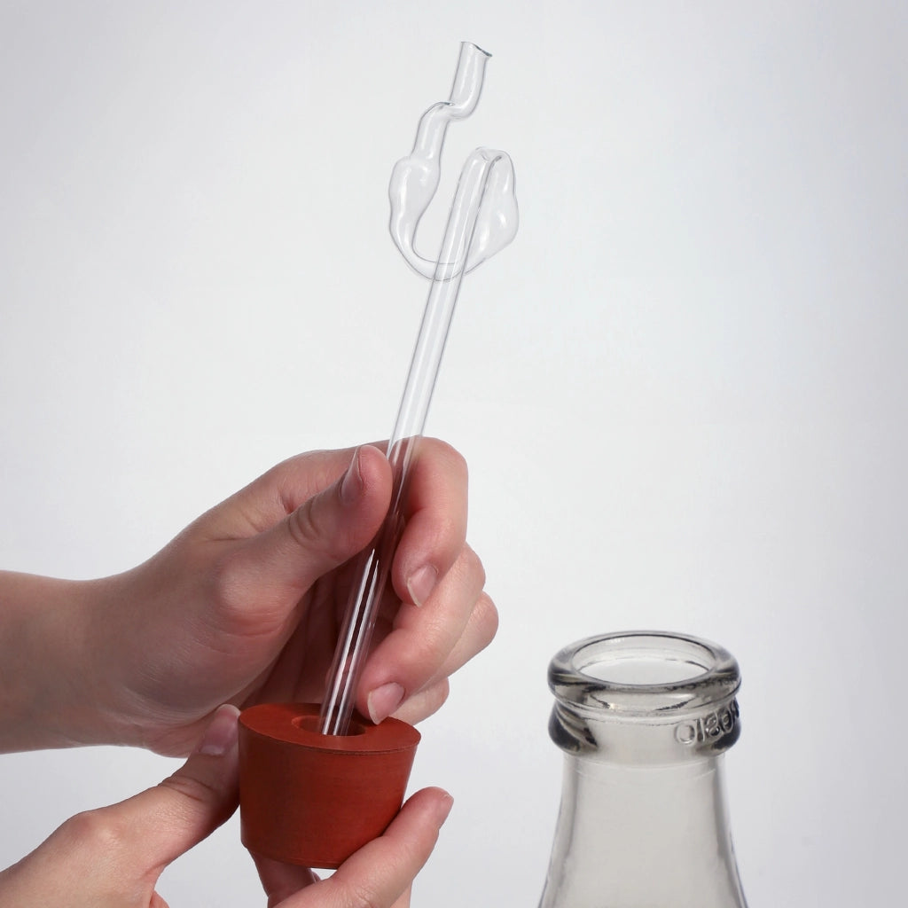 Tubo di fermentazione in vetro KADAX per damigiana, ideale per vino e liquori.