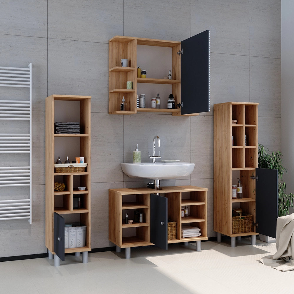 Mobiletto bagno Fynn Antracite 30 x 130.6 cm porta grande Vicco